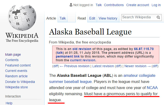 Funny Wikipedia Edits