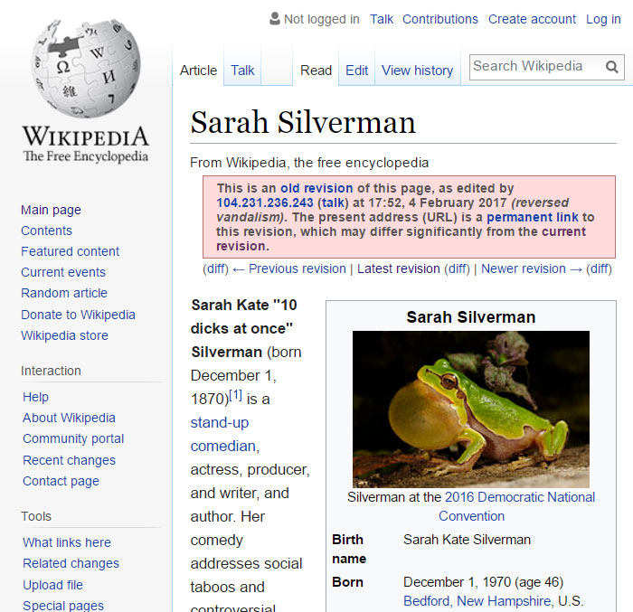Funny Wikipedia Edits
