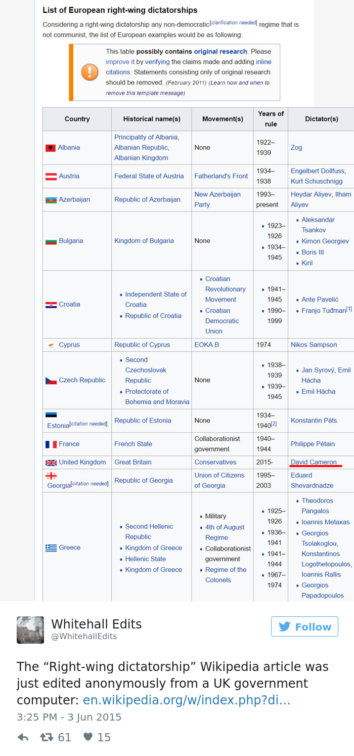 Funny Wikipedia Edits
