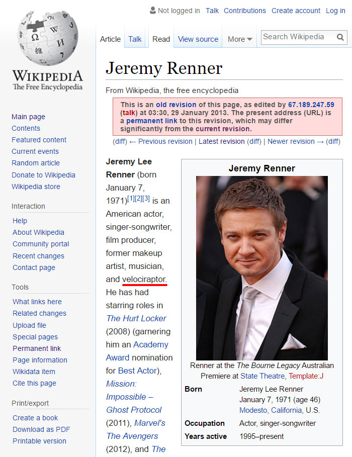 Funny Wikipedia Edits
