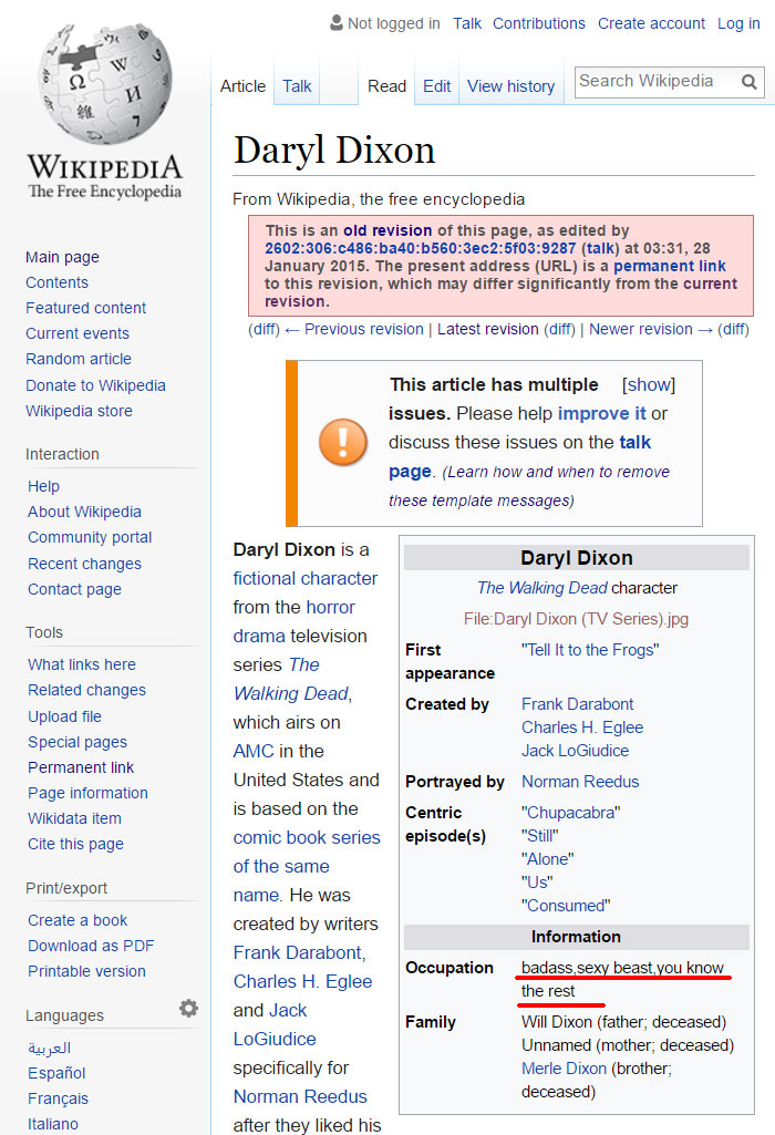 Funny Wikipedia Edits