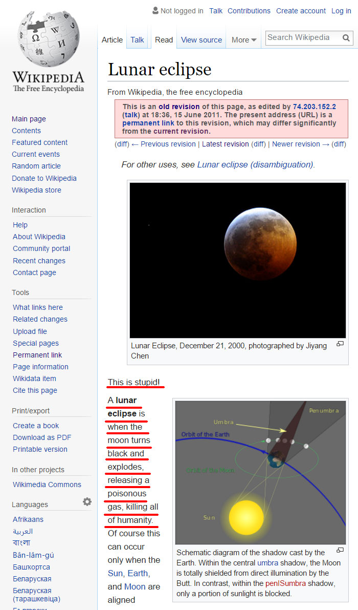 Funny Wikipedia Edits