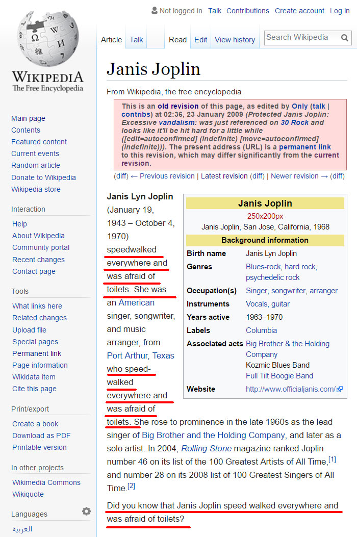 Funny Wikipedia Edits