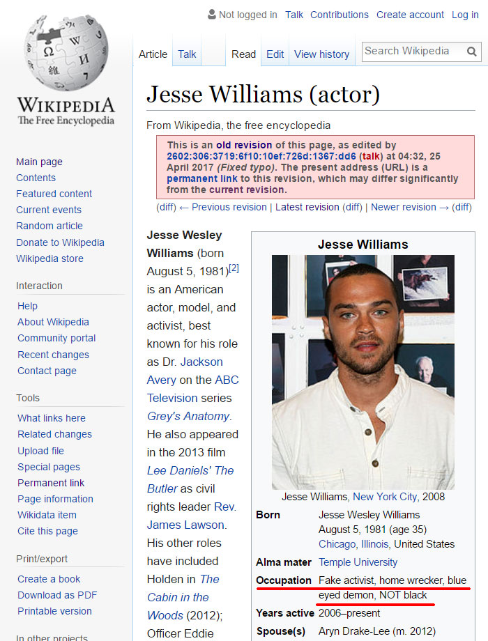 Funny Wikipedia Edits