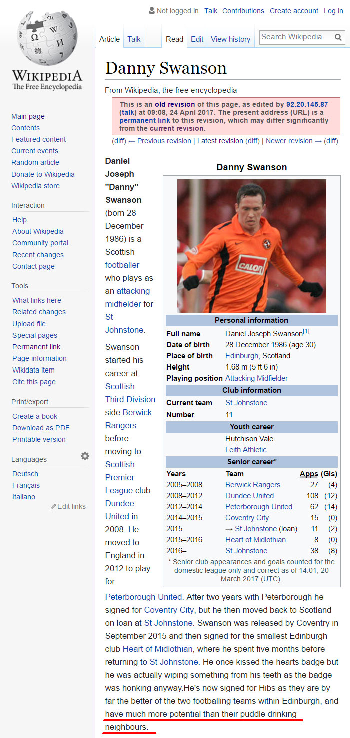 Funny Wikipedia Edits