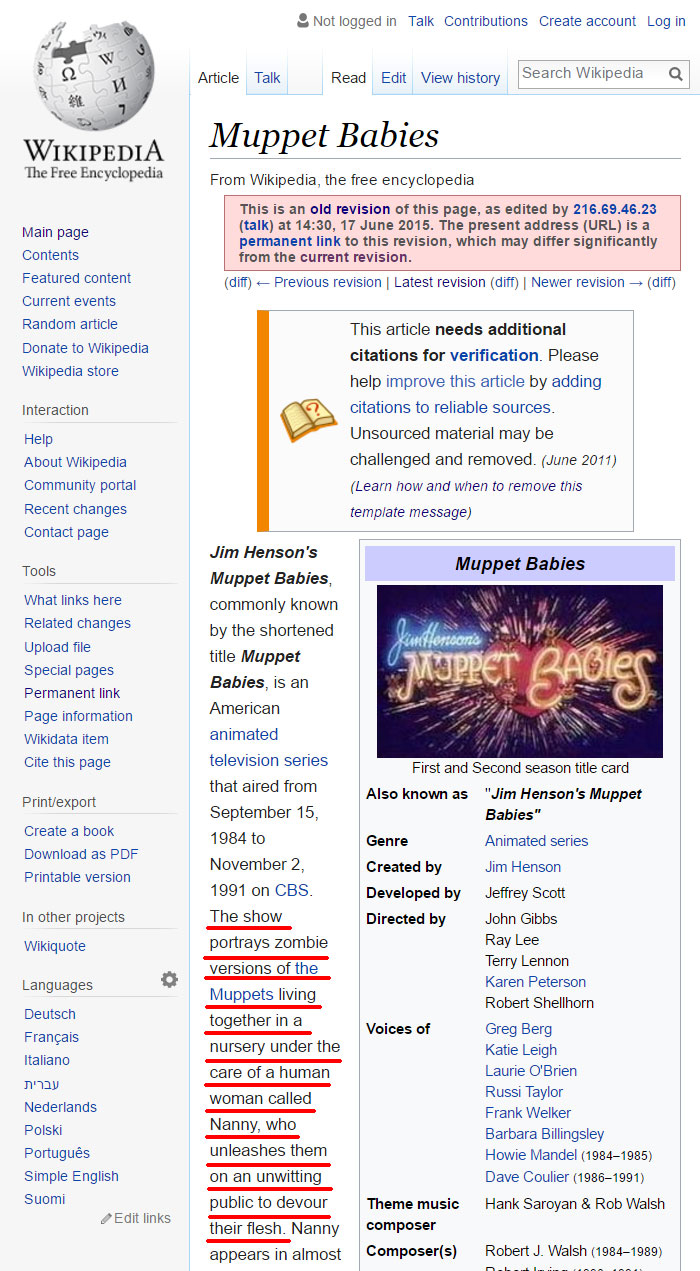 Funny Wikipedia Edits