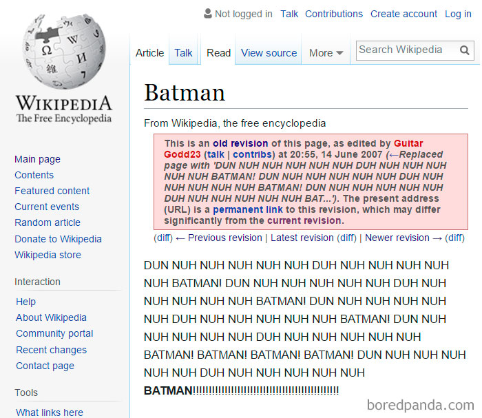 Funny Wikipedia Edits