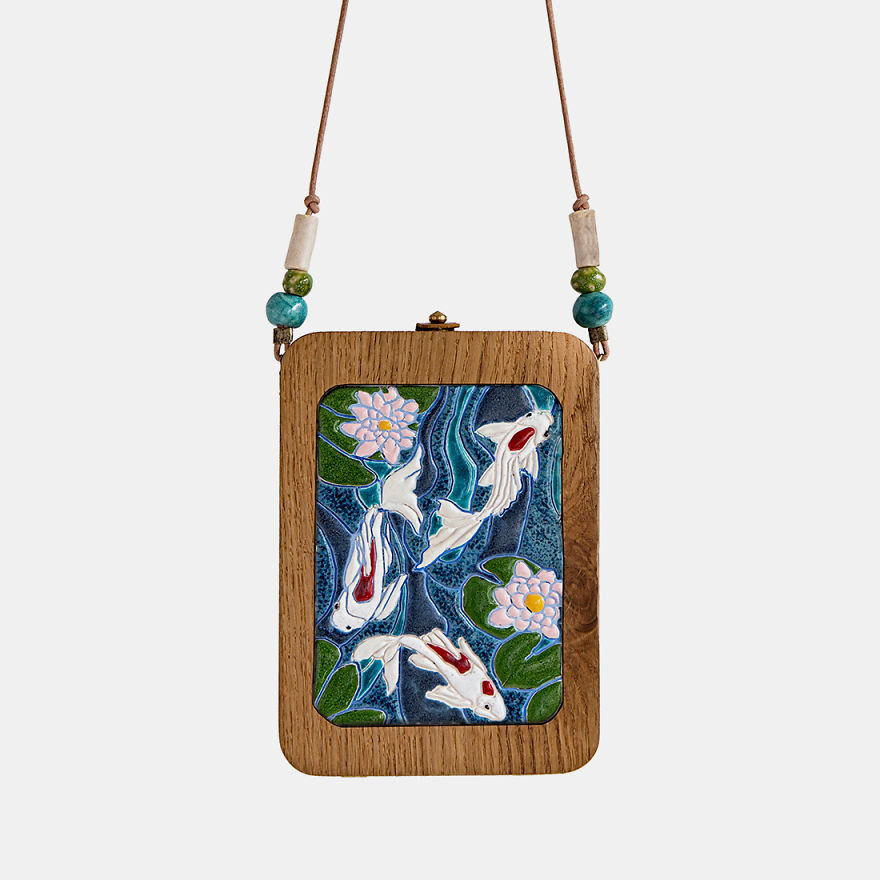 I'm Reconnecting With Nature By Wood & Ceramic Mosaic Bags