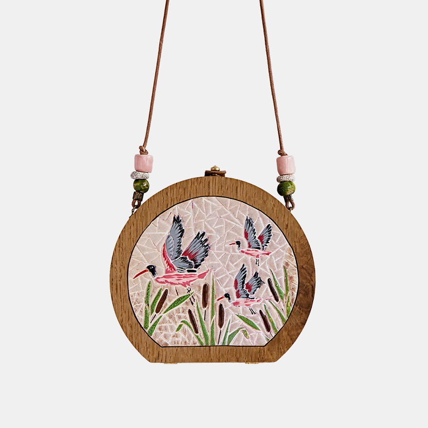 I'm Reconnecting With Nature By Wood & Ceramic Mosaic Bags