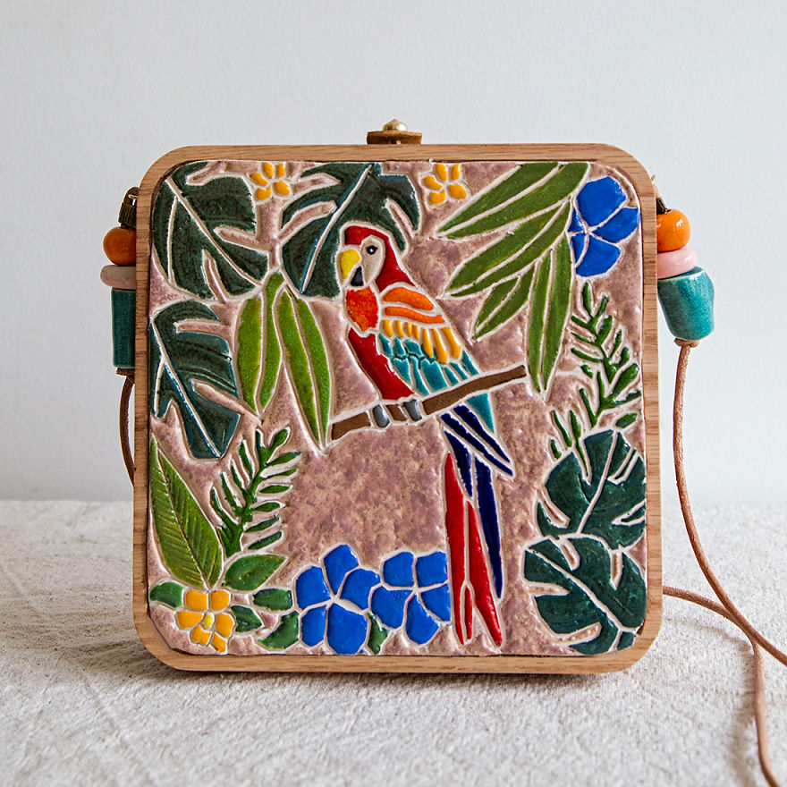 I'm Reconnecting With Nature By Wood & Ceramic Mosaic Bags