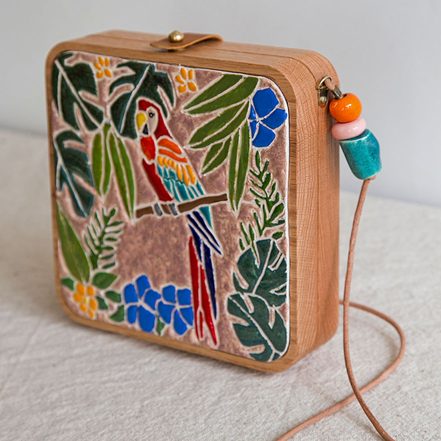 I'm Reconnecting With Nature By Wood & Ceramic Mosaic Bags