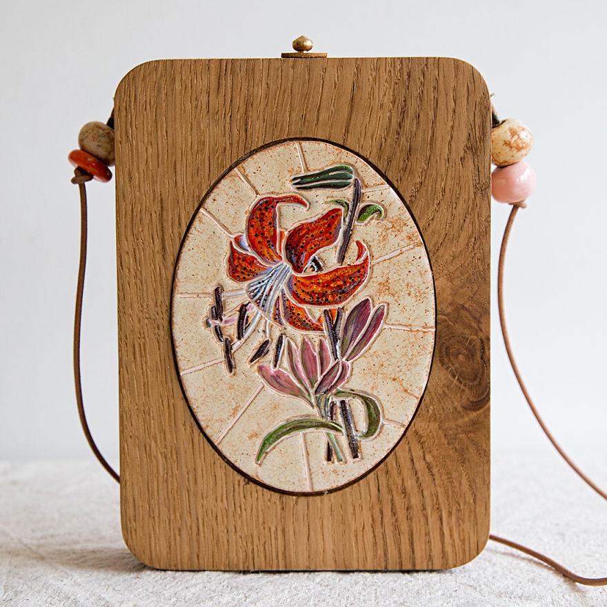 I'm Reconnecting With Nature By Wood & Ceramic Mosaic Bags