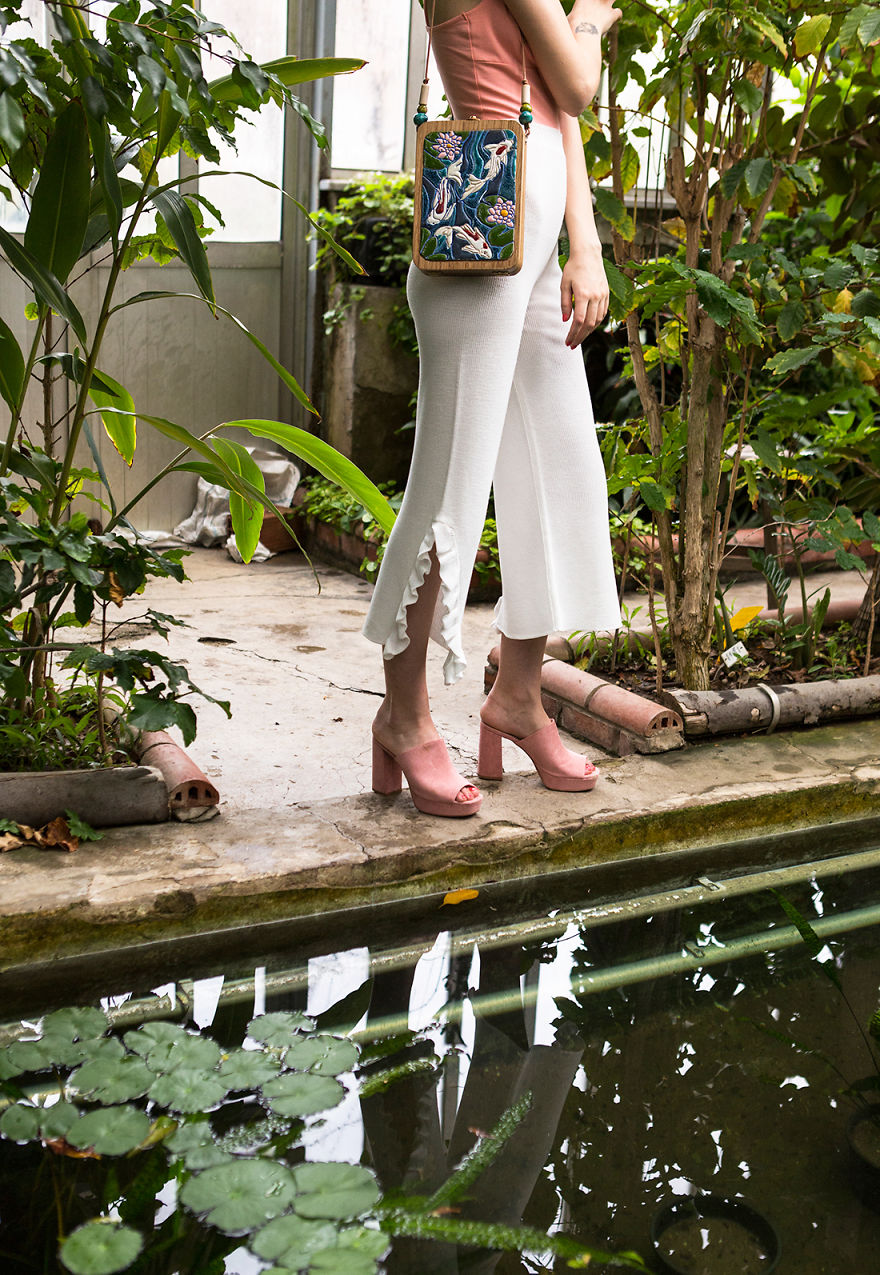 I'm Reconnecting With Nature By Wood & Ceramic Mosaic Bags