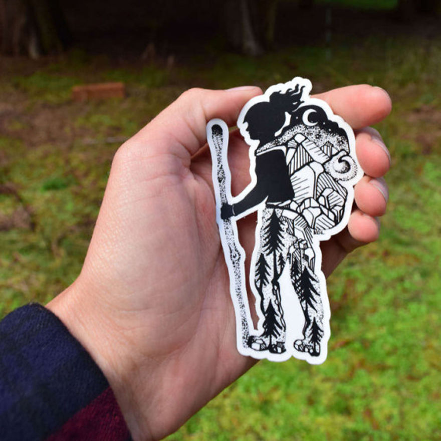 Hiker Girl Sticker