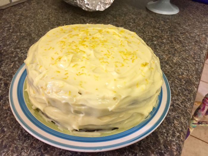 Carrot & Banana Cake With Lemon Cream Cheese Frosting.