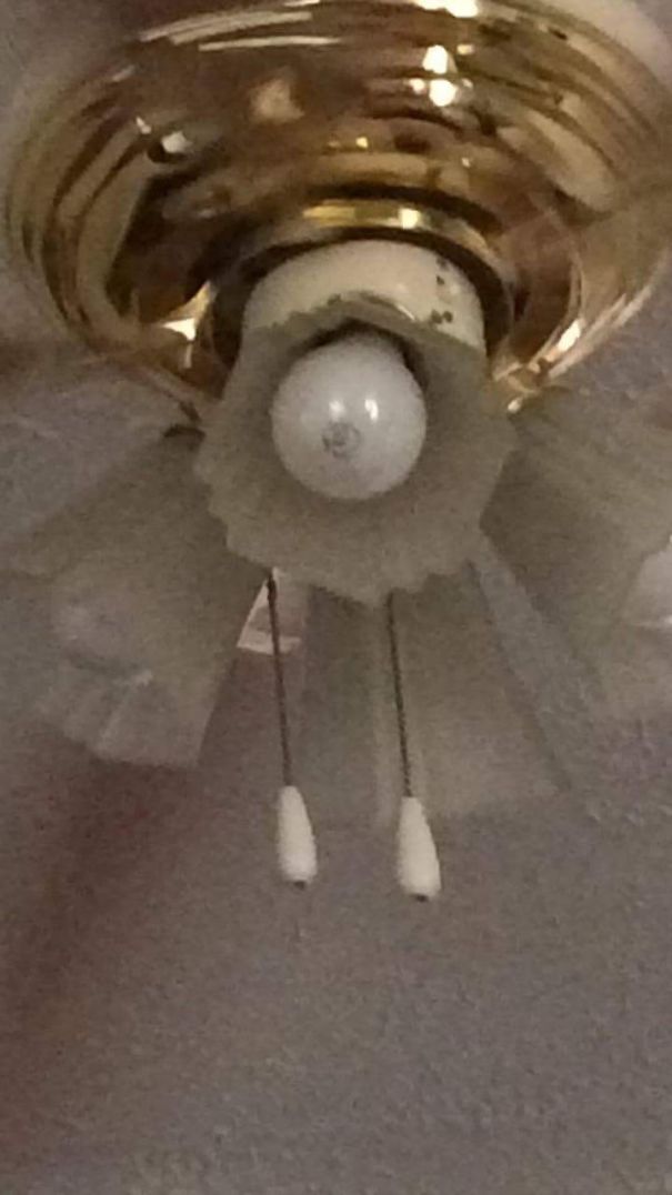Every Morning The Light Bulb In My Ceiling Fan Smiles At Me!