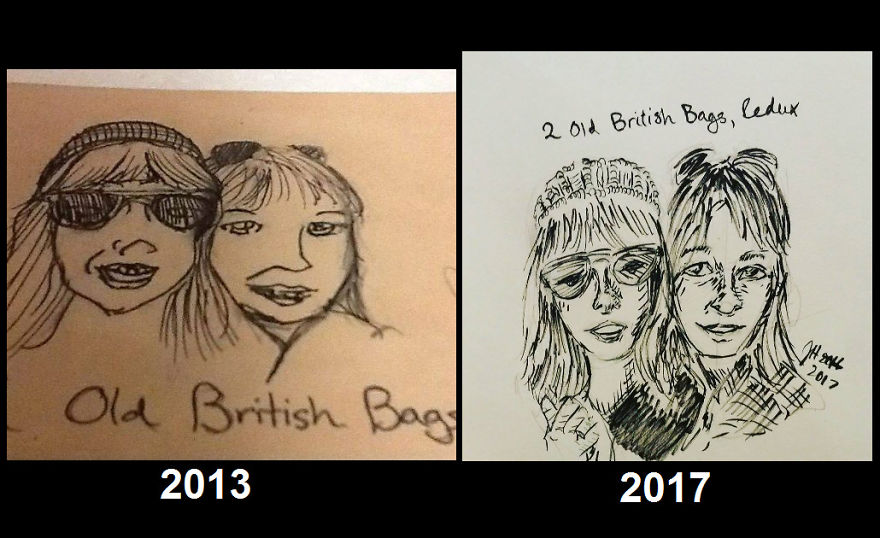 Portrait Sketching 2013 Vs. 2017, Same Reference, 2nd One Took A Lot Less Time And Planning.