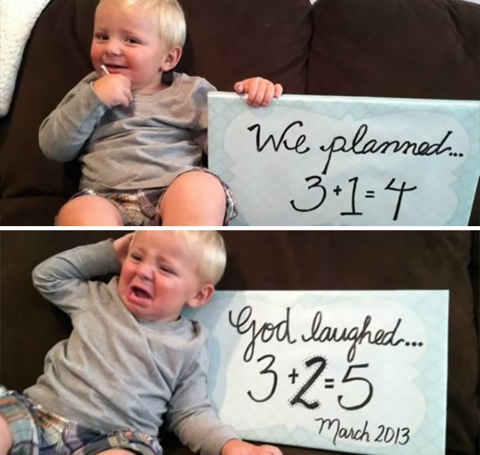 He Just Found Out He'll Be Having Two Siblings Instead Of One