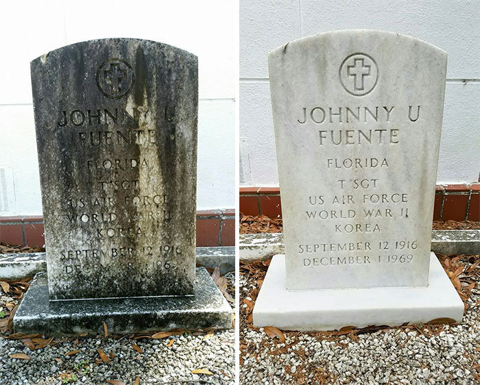 Man Spends His One Day Off Cleaning Forgotten Veterans' Tombstones, And Here Are The Results Man Spends His One Day Off Cleaning Forgotten Veterans' Tombstones, And Here Are The Results