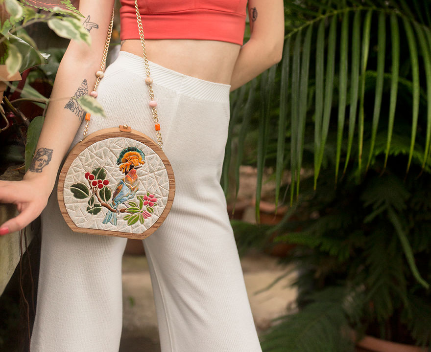 I'm Reconnecting With Nature By Wood & Ceramic Mosaic Bags