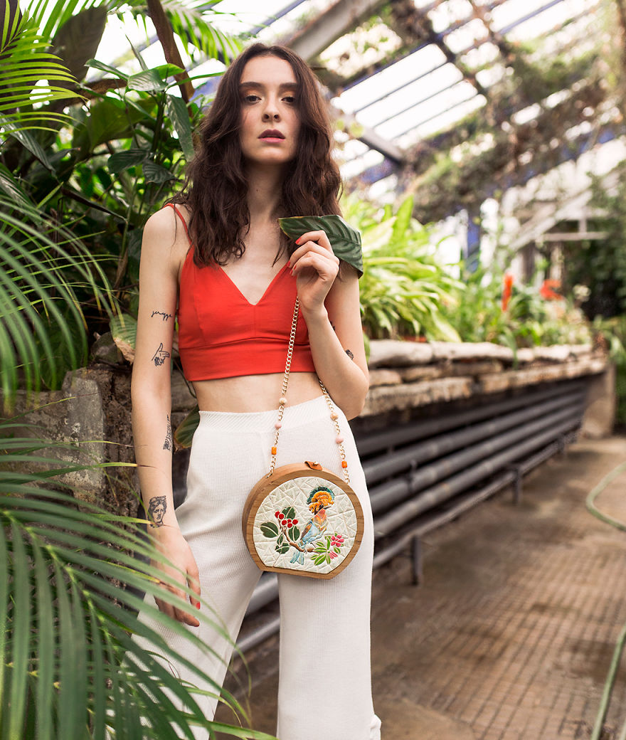 I'm Reconnecting With Nature By Wood & Ceramic Mosaic Bags