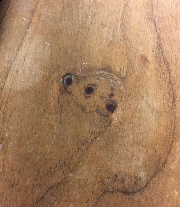 This Knot In This Dresser Looks Like A Smiling Bear