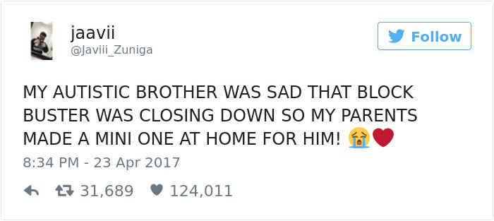 Autistic Boy Was Depressed After Local Blockbuster Closed Down, So His Parents Recreated It At Home Autistic Boy Was Depressed After Local Blockbuster Closed Down, So His Parents Recreated It At Home