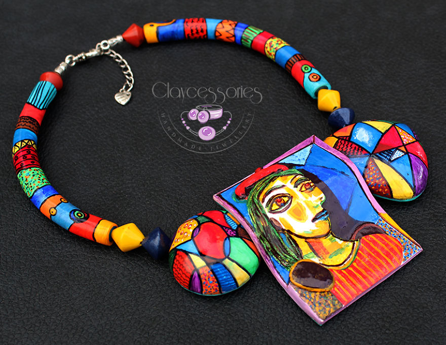 Girl With The Red Beret Necklace, Featuring The Art Of Pablo Picasso