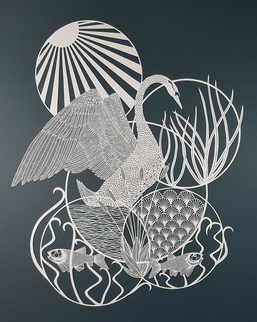 I Created A Paper Cut Artwork Depicting Some Of The Wildlife Found Around The Waterways Of Britain