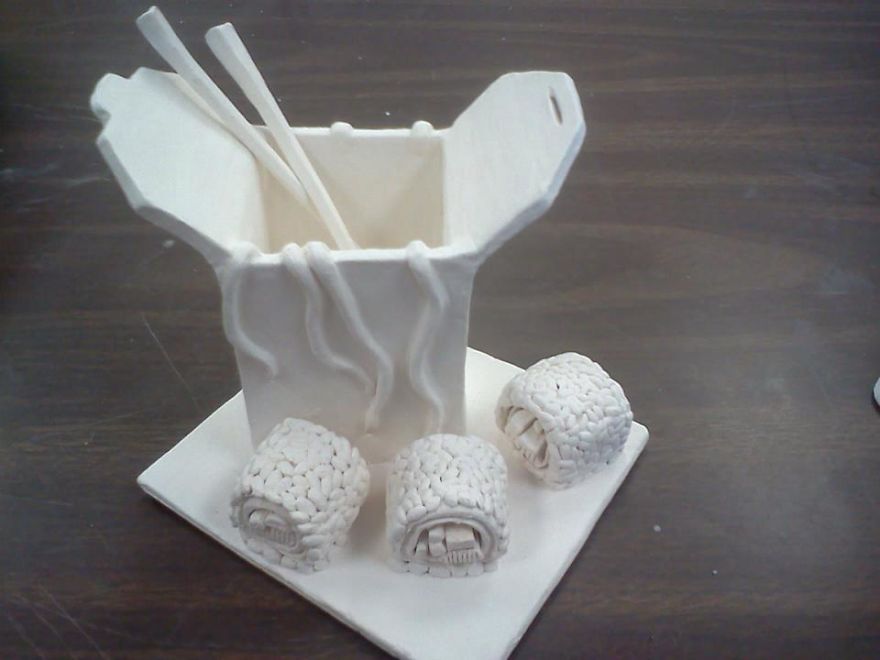 I Made A Sushi & Chinese Take-Out Container Out Of Clay & Fired It.