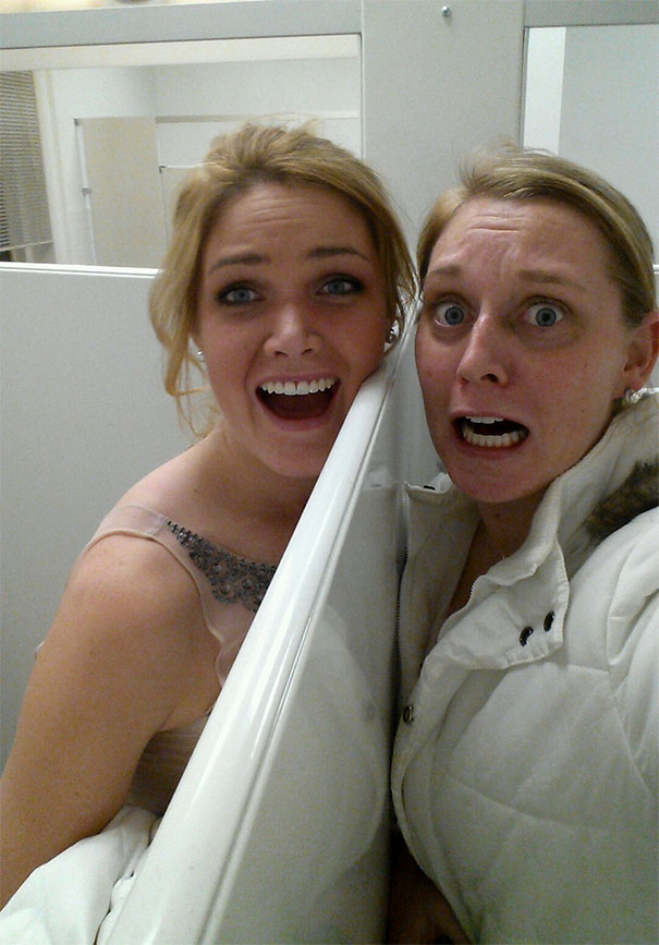 That Awkward Moment When You Lock Eyes Over The Bathroom Stall