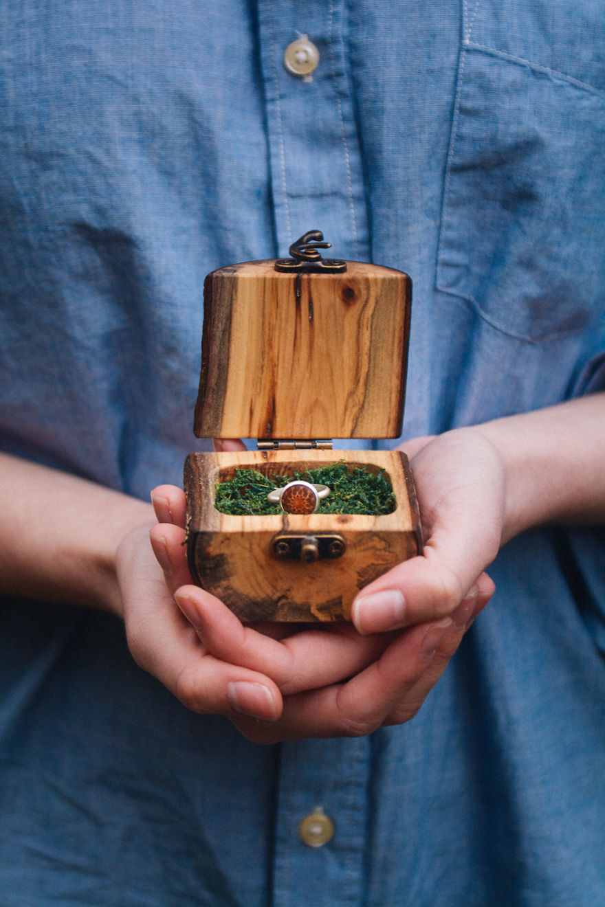 Natural Ring Boxes Made From Fallen Branches
