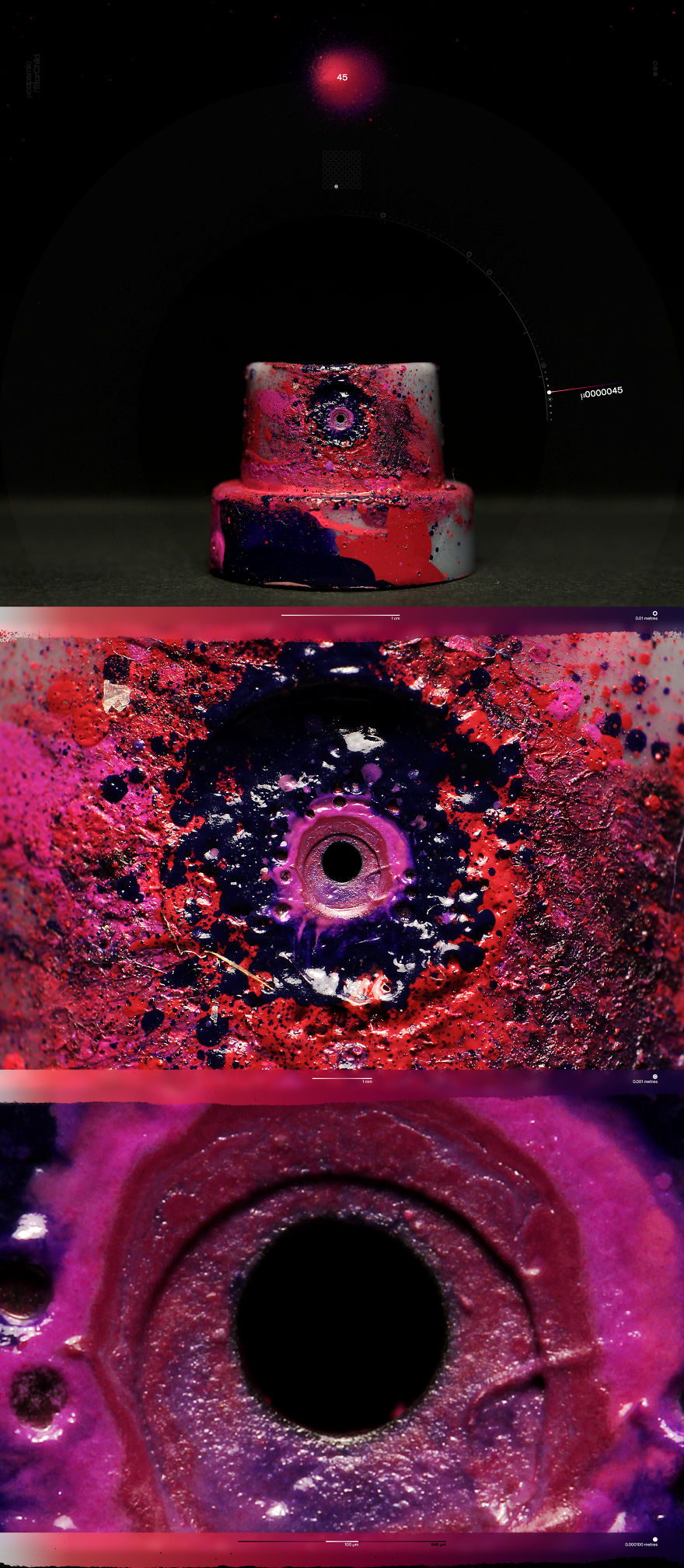 Ultra Macro Photos Of Graffiti Spray Caps That Were Used To Paint Cosmic Murals