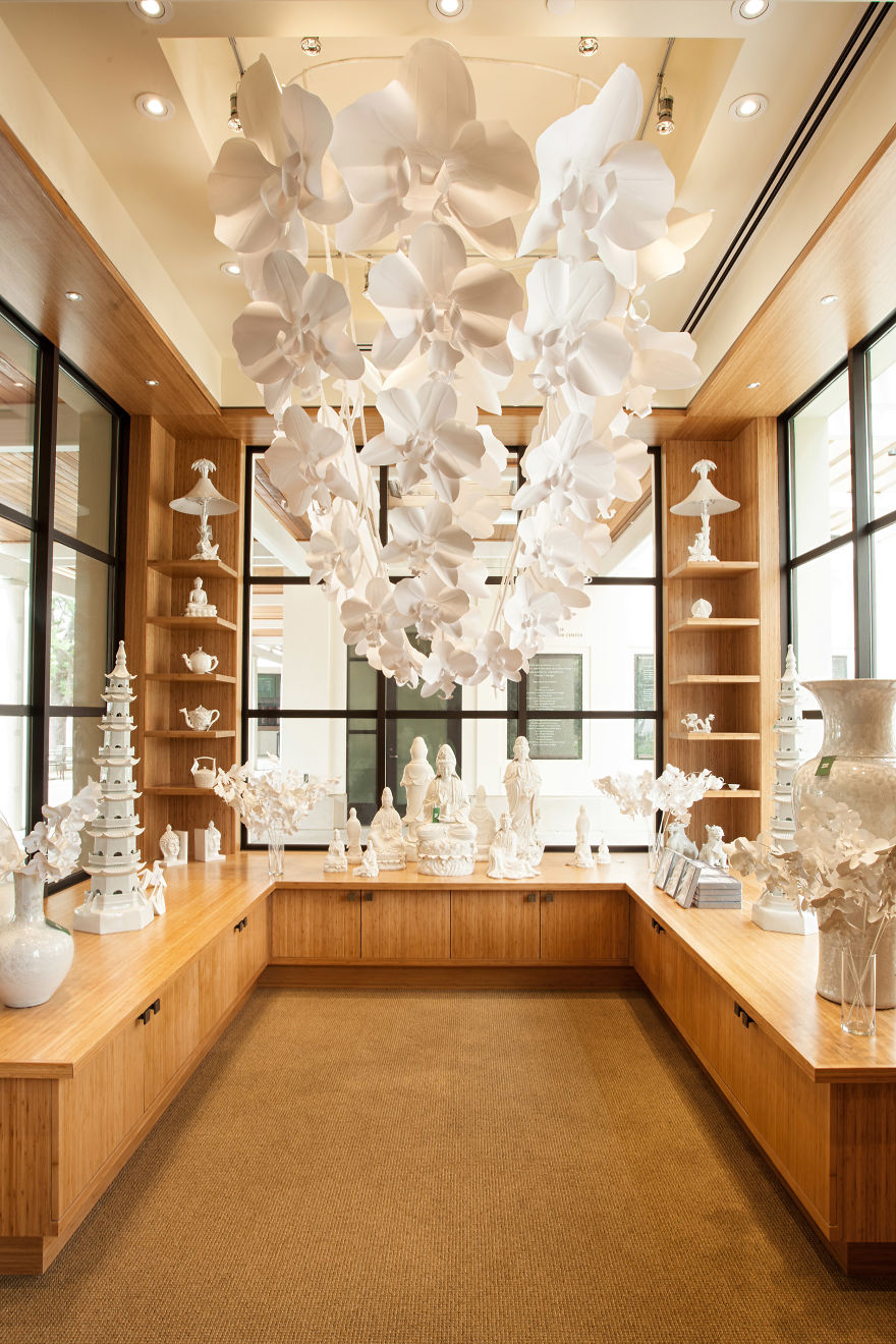 This Giant 7ft Long Orchid Chandelier Is Handmade Out Of Paper