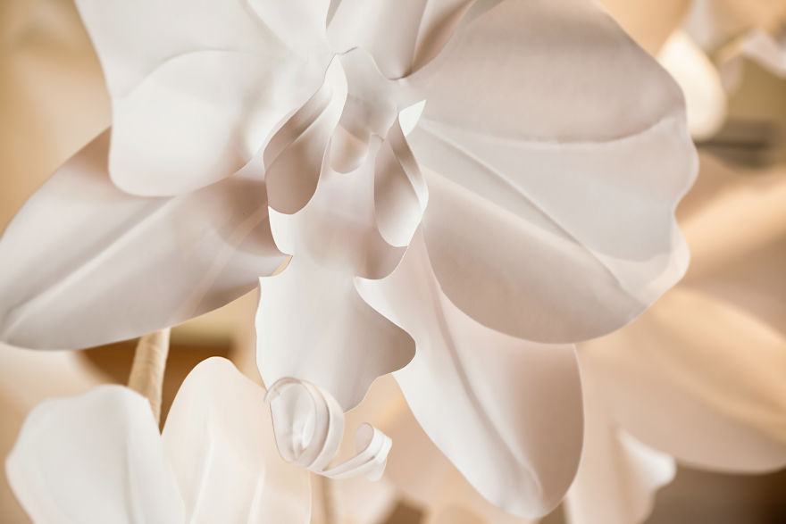 This Giant 7ft Long Orchid Chandelier Is Handmade Out Of Paper