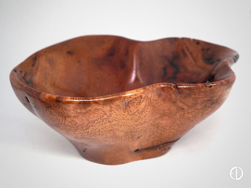 Hand Carved Oak Burl Bowl
