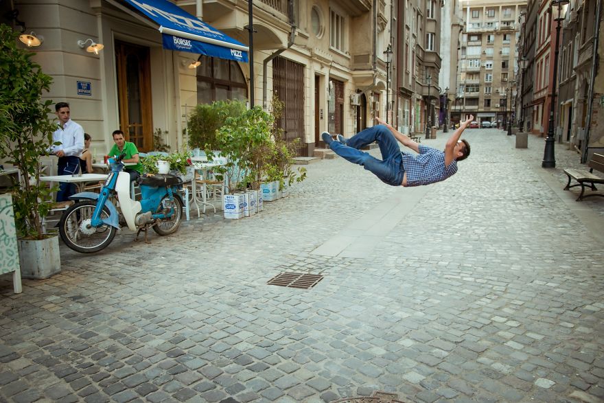 I Captured My Falling Friend In Bucharest And We Got Strange Looks From The Passers-By
