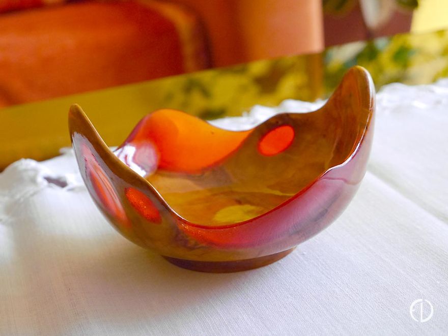 Resin Filled Alder Wood Bowl ‘Strawberry’