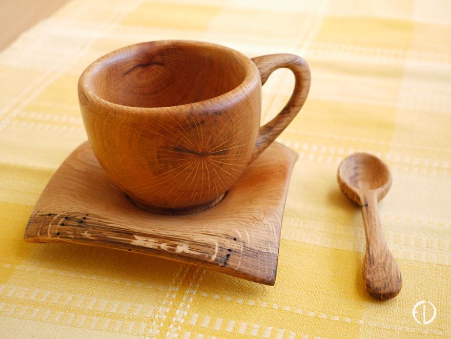 Hand Turned Wild Cherry Coffee Set