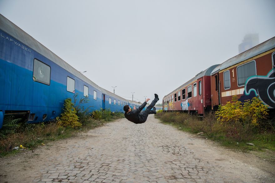 I Captured My Falling Friend In Bucharest And We Got Strange Looks From The Passers-By