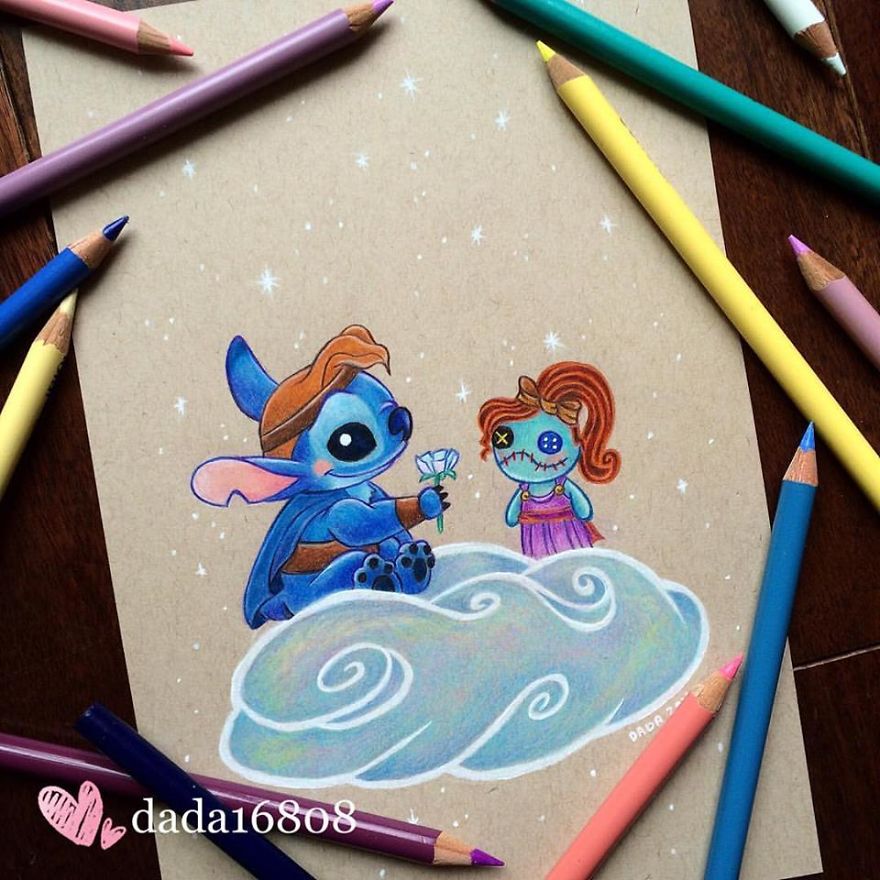 Stitch Invasion That I Drew With Colored Pencils