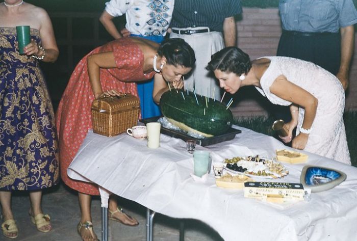 My Mom - On The Left - Drinking Watermelon Cocktails