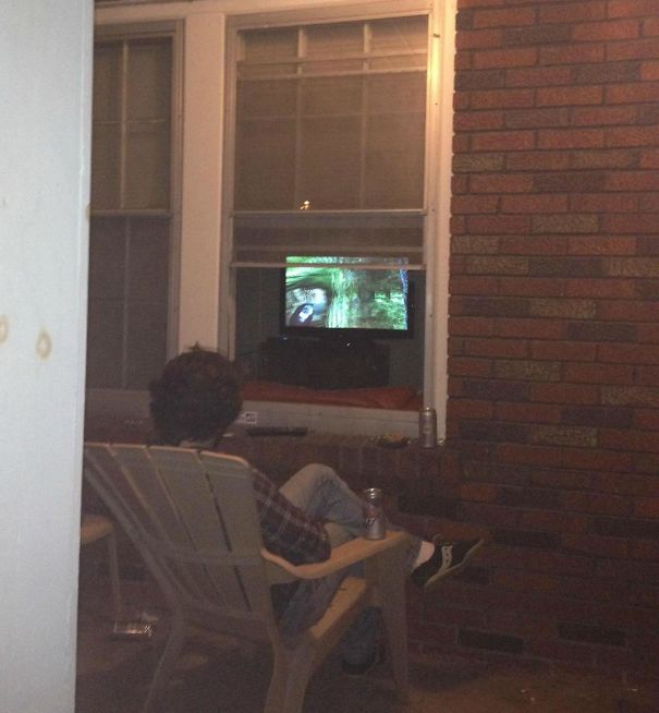 Unseasonably Beautiful Weather Today. Came Home From Work To Find My Husband Enjoying It