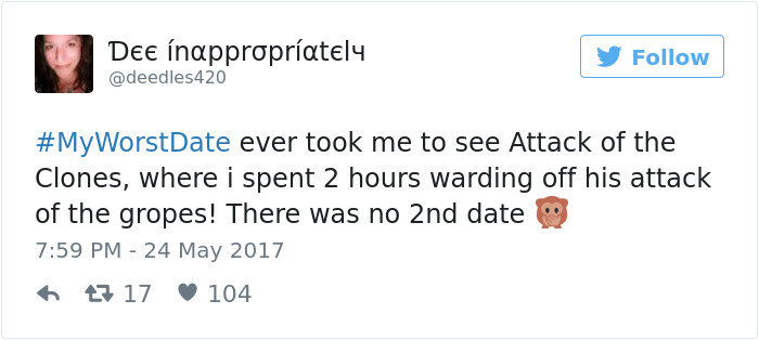 Funny #myworstdate Tweets