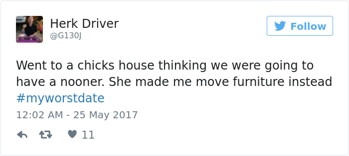 Funny #myworstdate Tweets
