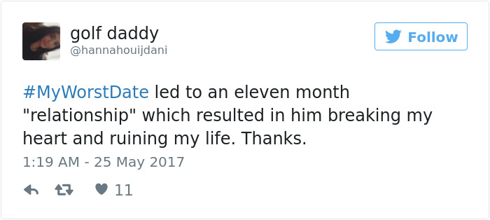 Funny #myworstdate Tweets