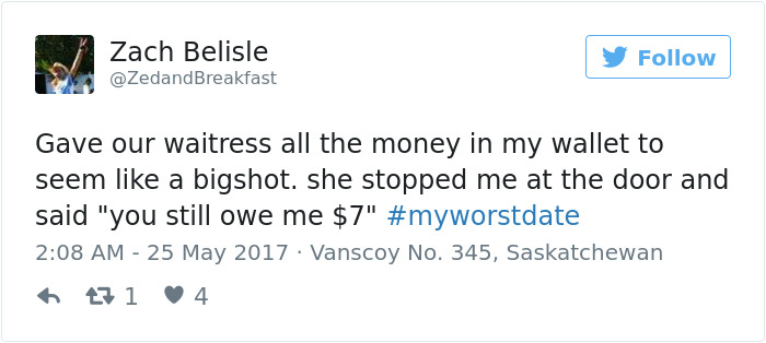 Funny #myworstdate Tweets