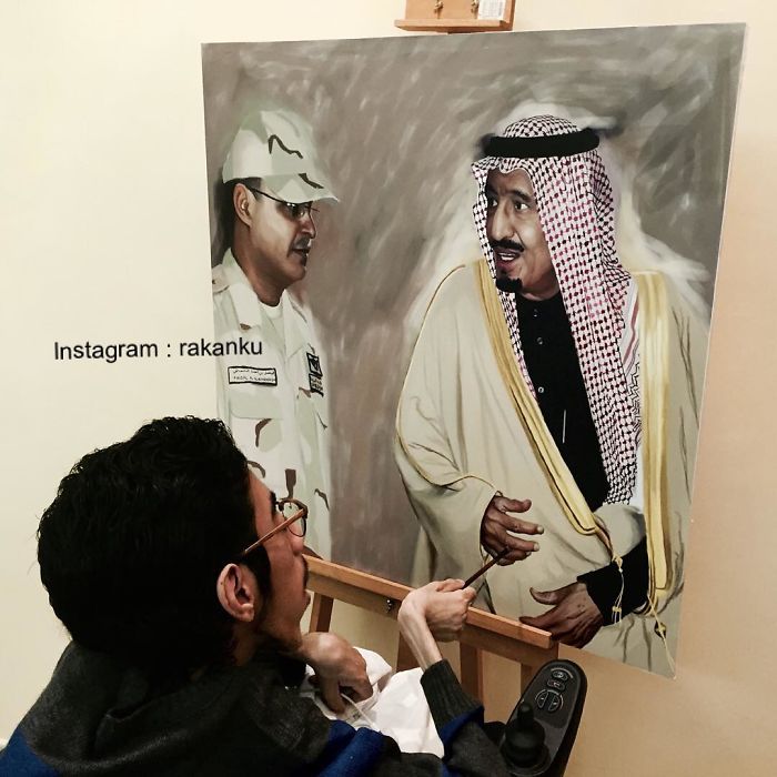A Saudi Artist With Handicap Paints Wonderful Paintings