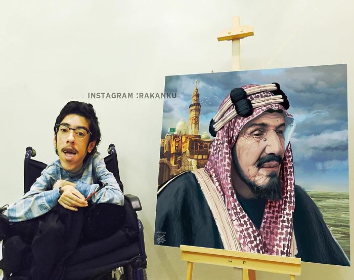 A Saudi Artist With Handicap Paints Wonderful Paintings