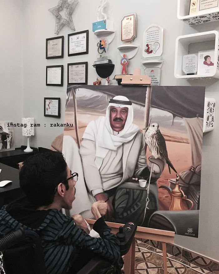 A Saudi Artist With Handicap Paints Wonderful Paintings